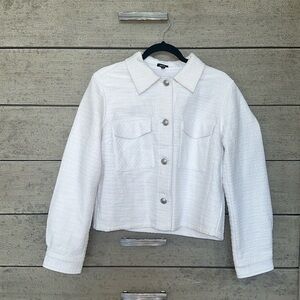 Tweed Novelty Button Cropped Shacket